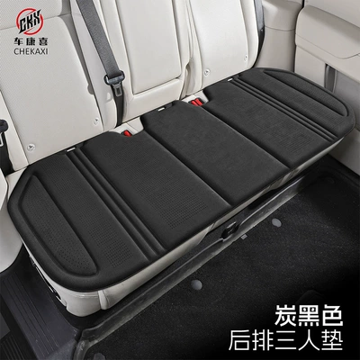 Universal seat cover – all seasons, single-piece seat pad, ventilated - rear-three-seater-seat-in-charcoal-black-latex-cotton-suede-high-end-quality-suitable-for-all-car-models
