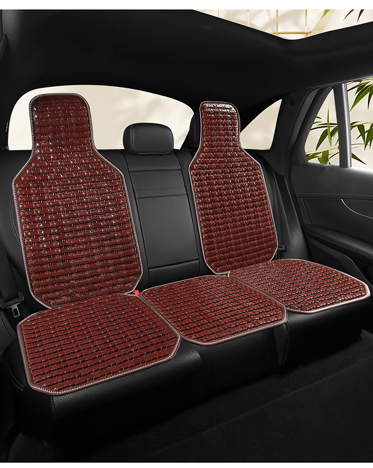 2026 New Summer Bamboo Car Seat Cushion Set, Suitable for All Seasons, Ventilated and Breathable Massage Lumbar Cushion for Trucks, Multi-Piece Set