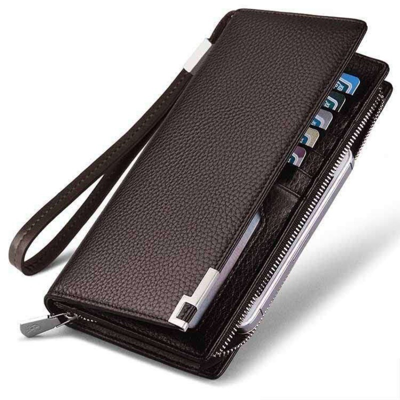 Men's Gentleman Wallet, Long Men's Multi-Card Slot Trendy Youth Money Clip Handbag Business Leather Foldover Wallet