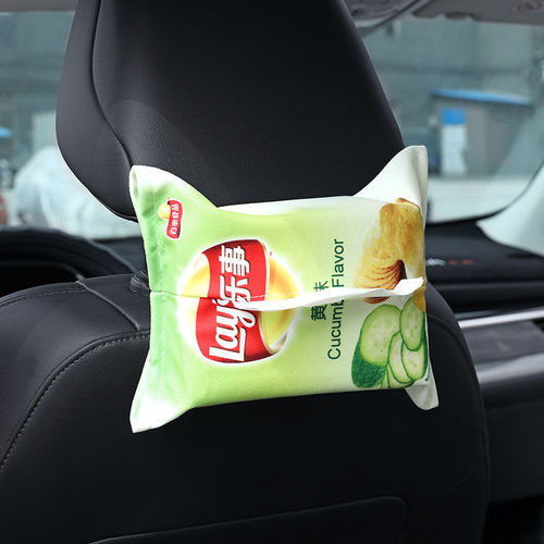 Bestselling paper towel box hanging car tissue bag dining napkin box car creative cute potato chip handlebar paper towel holder