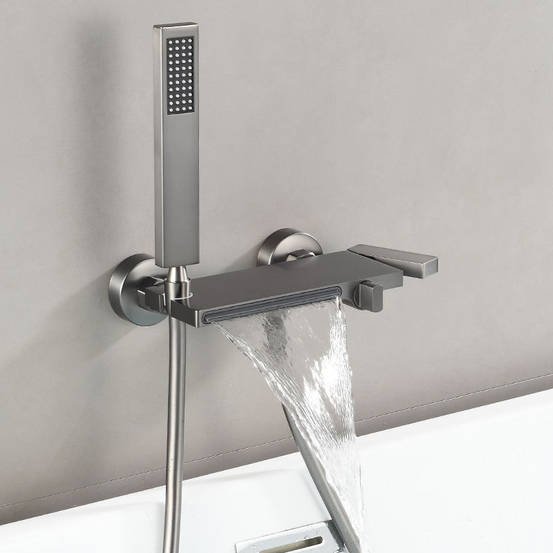 Bathtub Faucet Wall-Mounted Hot and Cold Water Shower Head Waterfall Brass Wall Water Outlet Bathroom Faucet Set