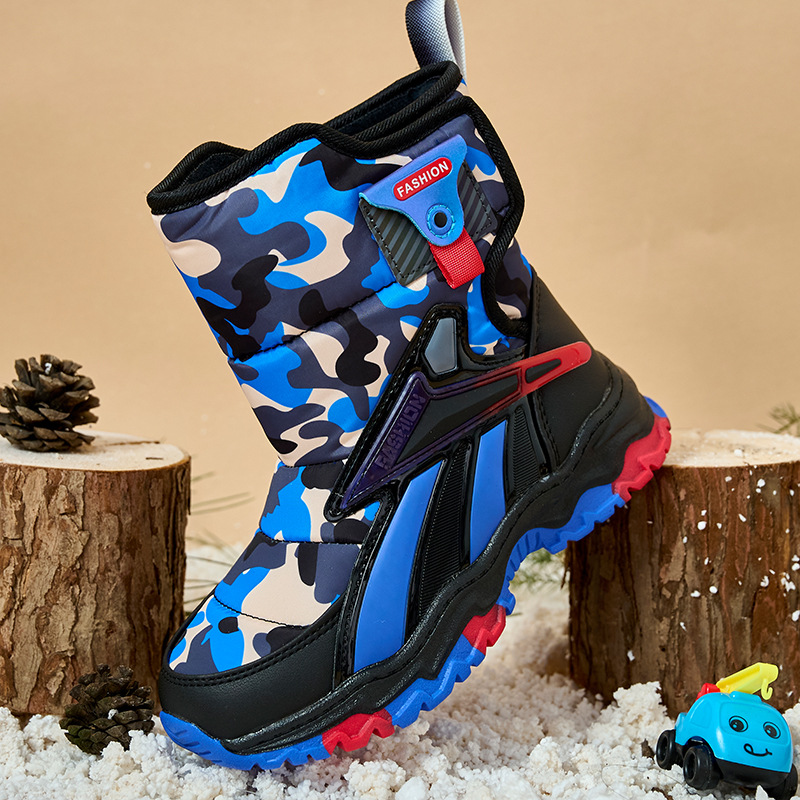 儿童棉鞋冬季新款男童韩版保暖鞋大童小孩鞋加绒TPR底女童雪地靴