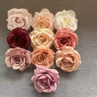 复古仿真玫瑰花头 毛布花头 婚庆装饰背景花 玫瑰假花头