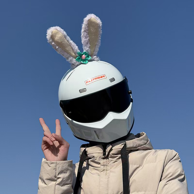 Ski Helmet Decoration Cartoon Plush Rabbit Ear Stickers Motorcycle Helmet Accessories