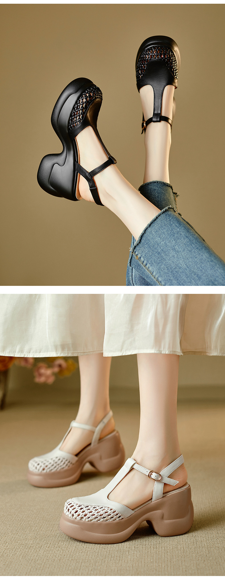 Sandal nữ quai chữ T đế xốp dày phong cách La Mã — đen chi tiết 6