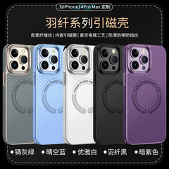 Carbon fiber textured leather Apple iPhone 15 Pro Max magnetic case, full coverage for iPhone 14, anti-slip protective sleeve