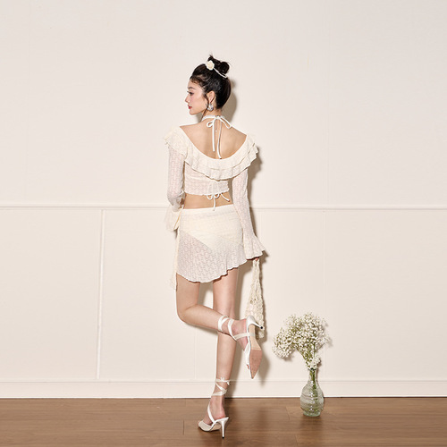 Item: 25th New Model High-Appearance Bikini Set, Exquisite Pure Desire Conservative Long-Sleeve Sun Protection Resort Lace Swimsuit for Women