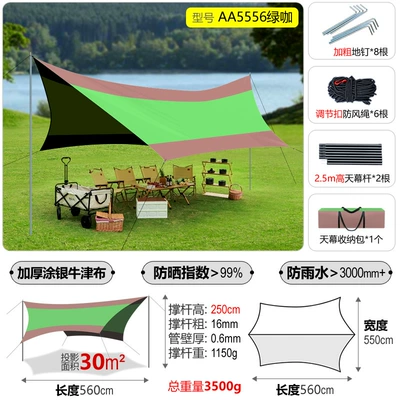 Vinyl Canopy Tent for 3-4 — Avtomobil yan çətirləri - luxury-quality-hexagonal-5556m-oversized-canopy-coffee-green-canopy-sold-separately