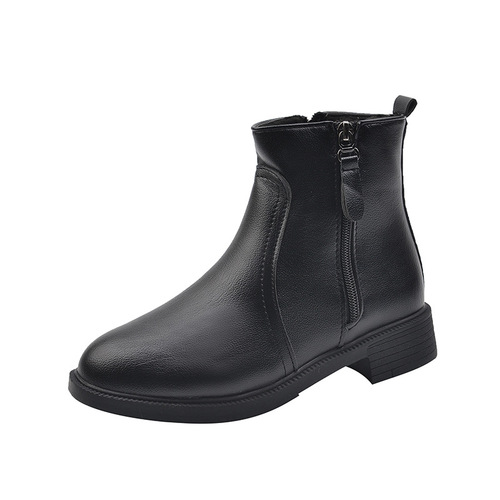 Women's Short Boots with Side Zipper, Fashion Ankle Boots, Cotton Boots, Stylish and Versatile, Warm and Slimming