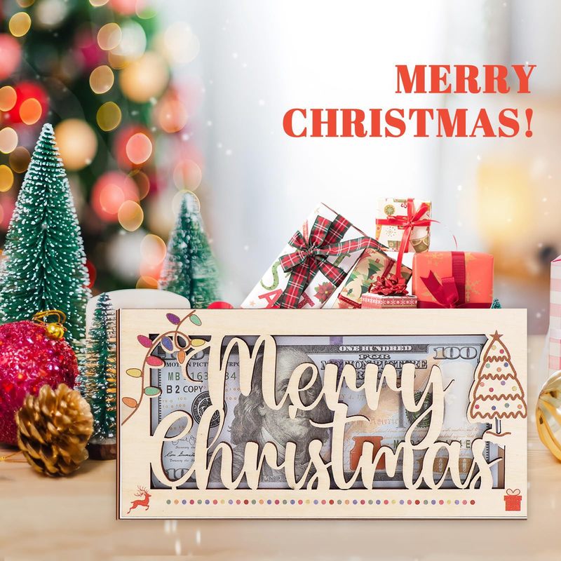 クリスマスマネークリップ現金ギフト木製現金封筒財布クリスマスDIYマネークリップパーティーお金の装飾|undefined