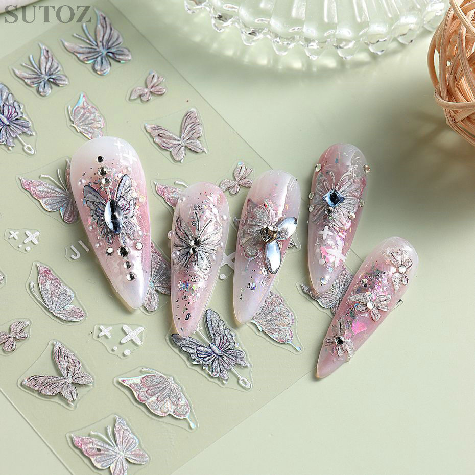 1 Piece Quantity Plastic Material Sweet Butterfly Plastic Nail Decoration Accessories 1 Piece