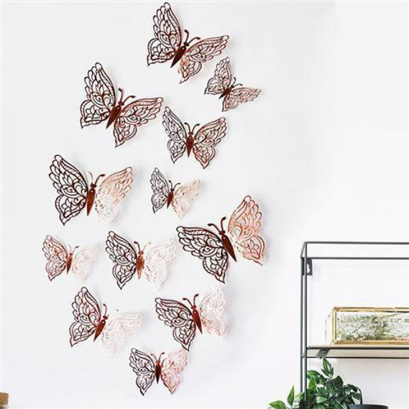 Décoration murale papillon 3D en papier creux, simulation tridimensionnelle, salon, bureau, maison, fenêtre autocollante_voghion.com
