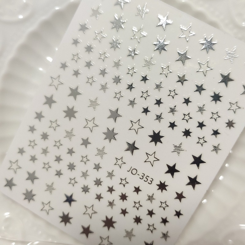 银色五角星贴纸美甲饰品配件网红爆款镂空星星指甲贴穿戴甲美甲贴|undefined