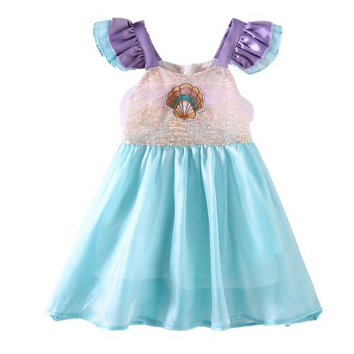 Girls' Mermaid European and American Princess Dress with Sparkling Fish Tail, Body-Shaping Performance Dress, Strap, Colorful Mermaid Tail Skirt