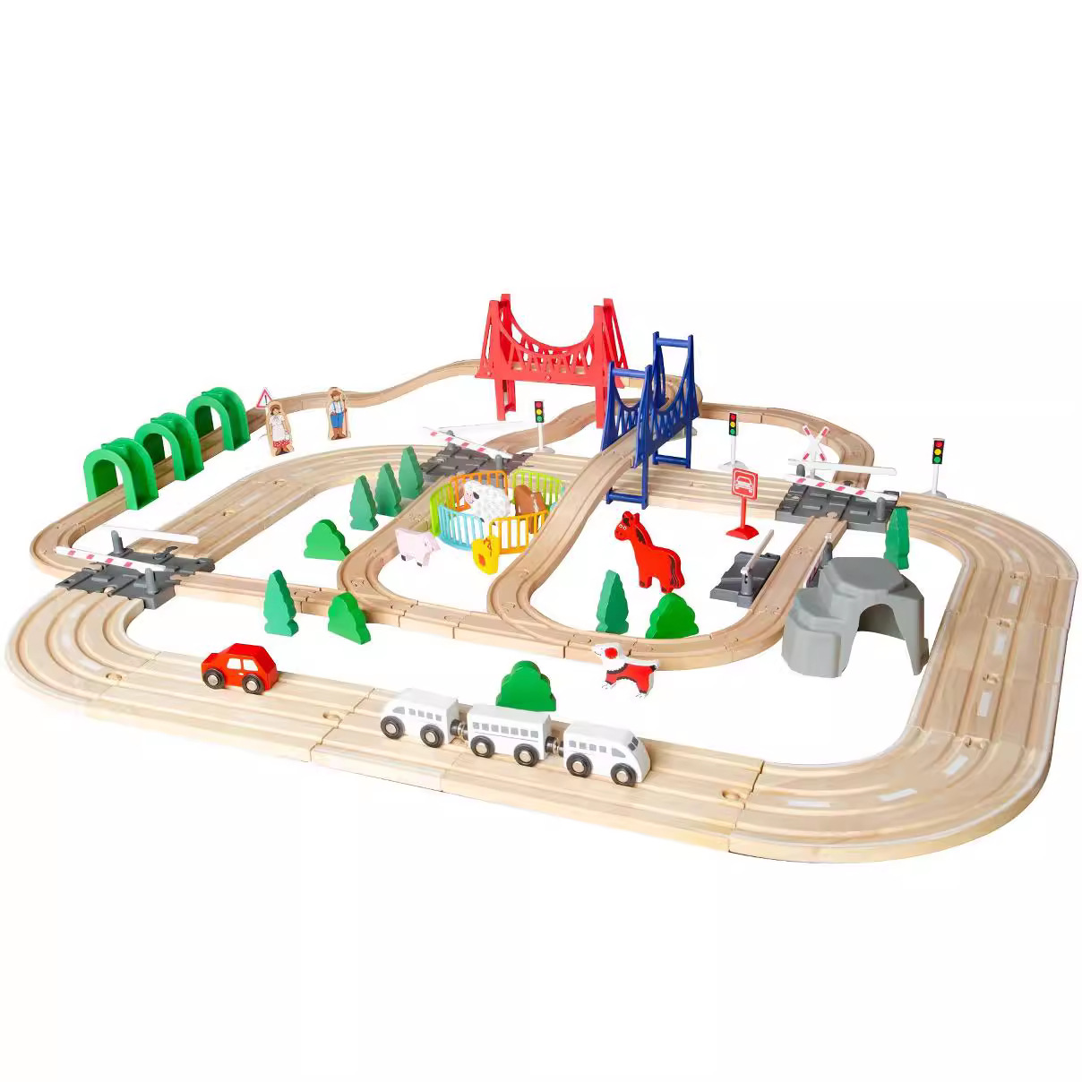 Xinyun pista de carretera de madera para niños Toma Bebé Tren modelo de pista de simulación de comercio Exterior Al Por Mayor