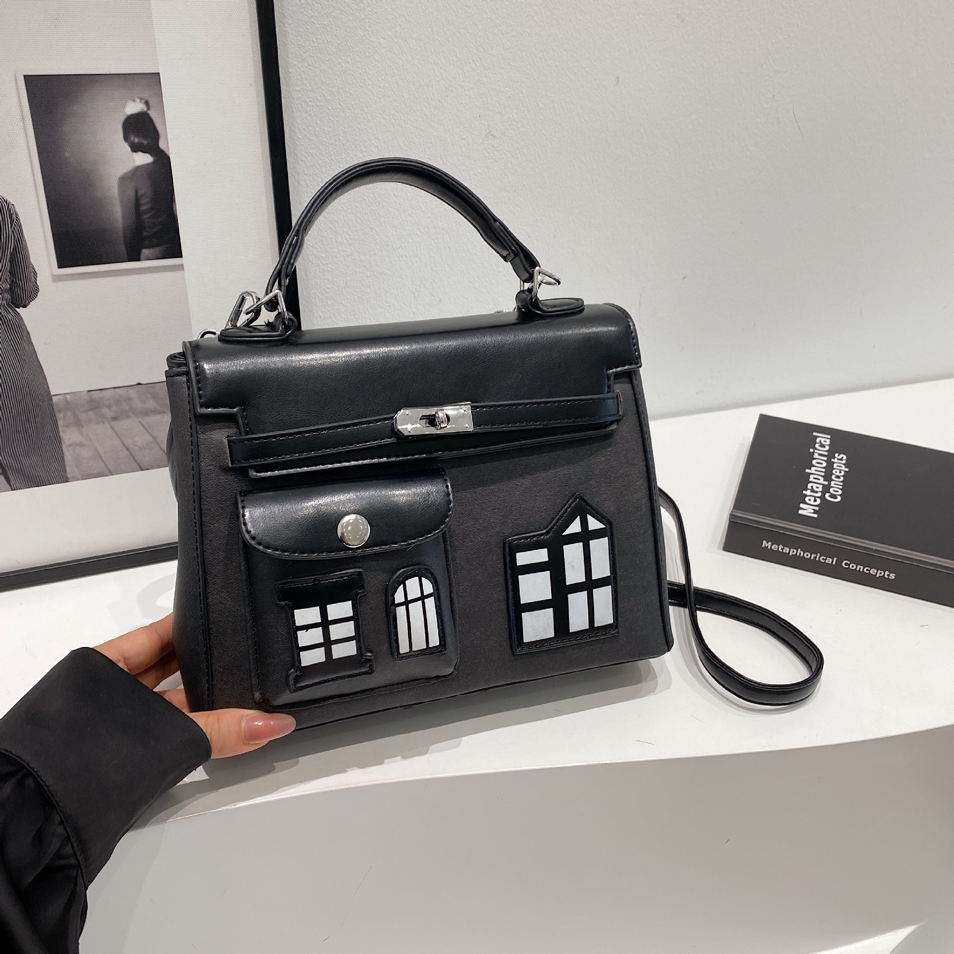 Comercio exterior transfronterizo nuevo bolso Kelly portátil textura femenina bolso cuadrado pequeño de un solo hombro práctico bolso de moda de mensajero de todo fósforo