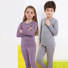 挪威男女儿童秋冬美利奴全羊毛速干保暖内衣套装衣裤