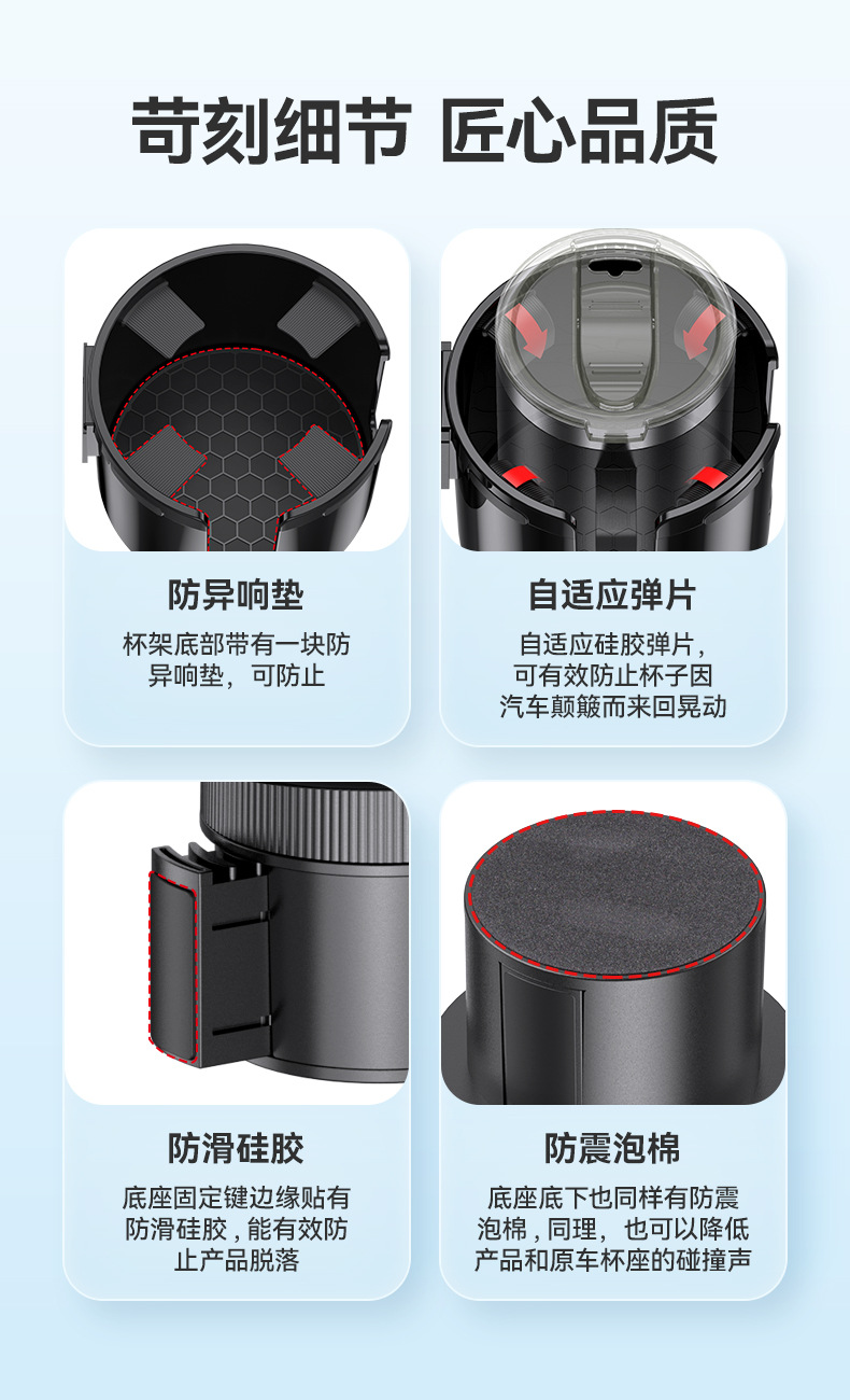 New Cross-Border Car Cup Holder Car Water Cup Holder Extender Large Card Slot Cup Holder Storage Rack Car Drink Holder