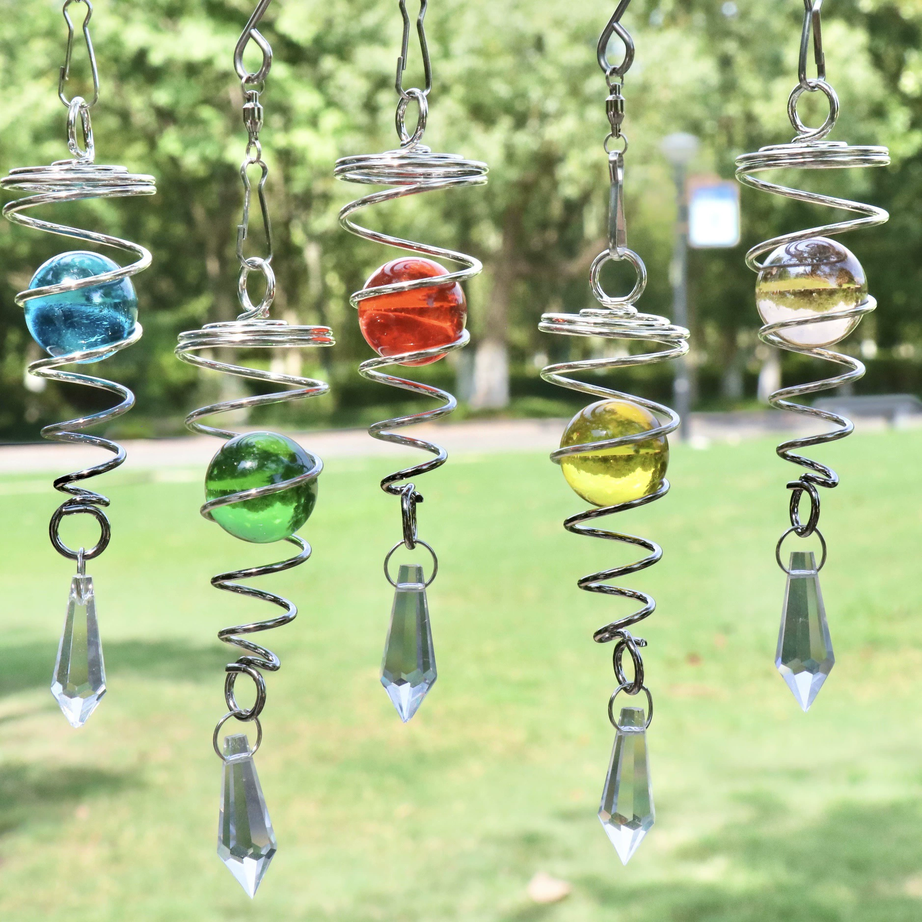 Трансграничные горячие продажи спот из нержавеющей стали ротор ветровых колокольчиков ветровых подвесок стеклянные хрустальные подвески