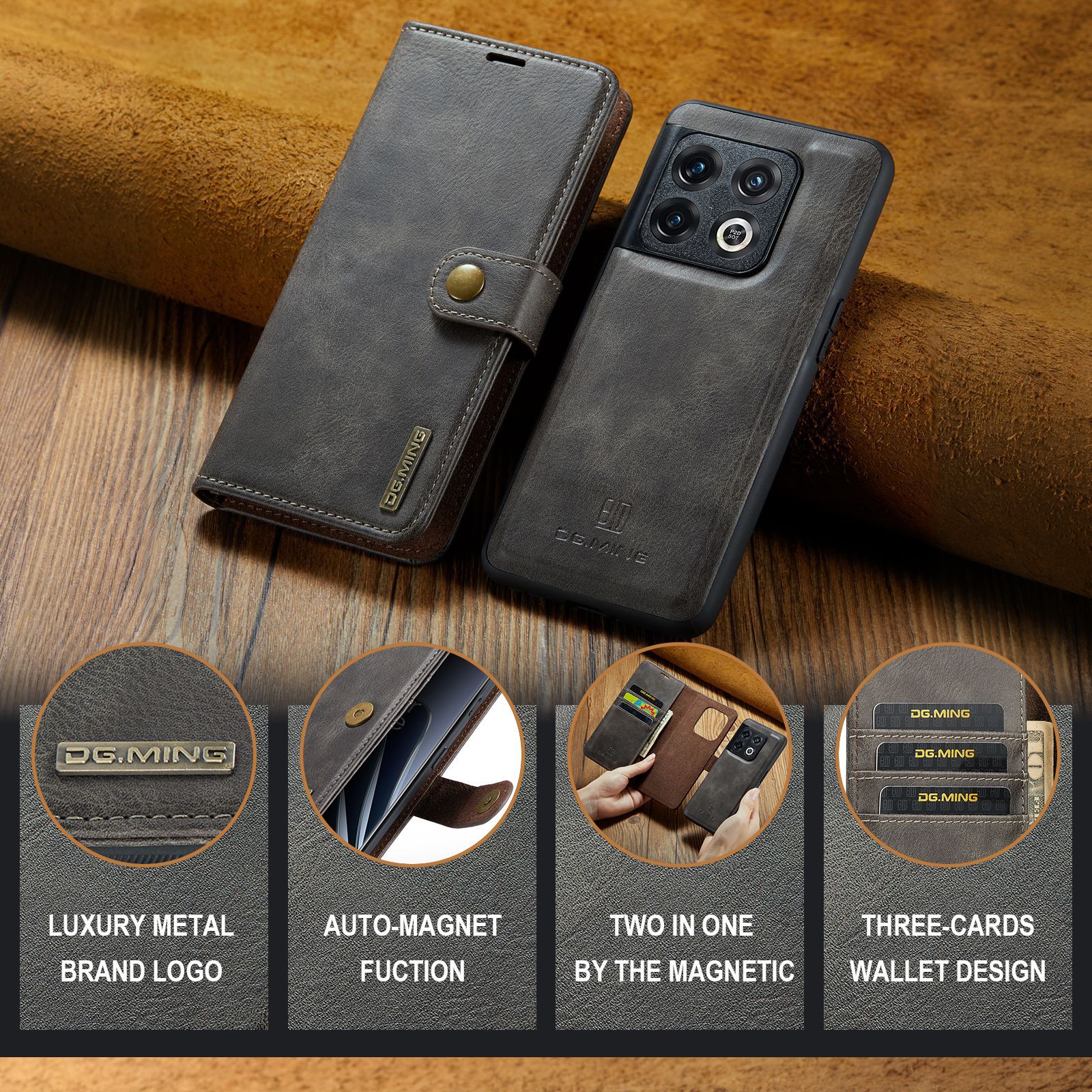 Adecuado para One Plus 1 + 10 Pro funda de cuero dividida magnética One Plus 9RT / Nord2 / N200 teléfono móvil dos en uno con billetera_voghion.com