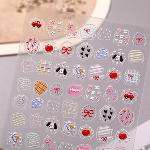 Cute Music Kitten Nail Art Stickers 5D Embossed Stereo Graffiti Grids Puppy Nail Stickers Jewelry Sl Style