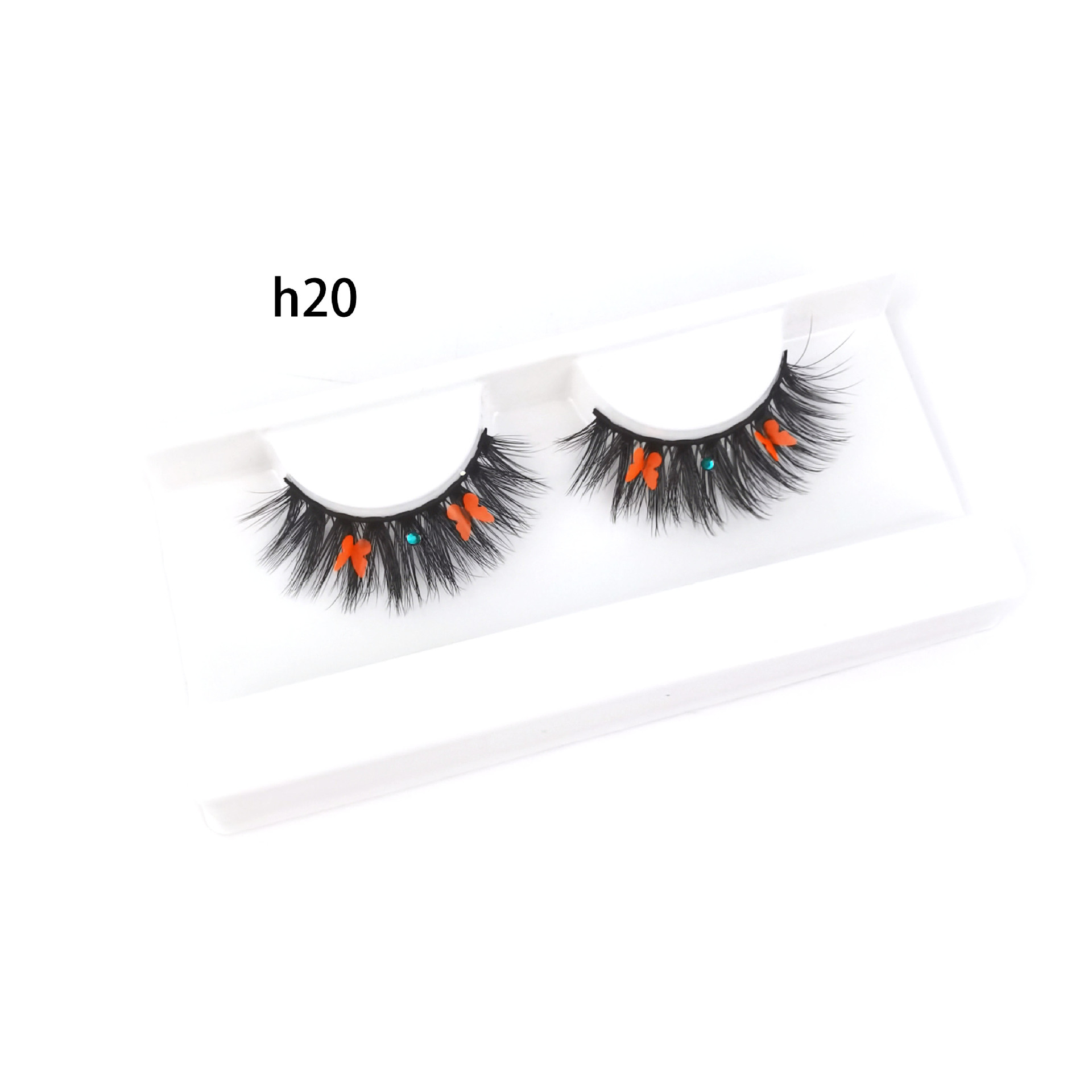 Festival de Navidad transfronterizo Venta caliente pestañas postizas color fluorescente mariposa diamante lentejuelas pestañas 3D maquillaje de escenario europeo y americano