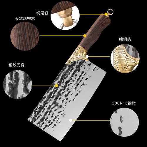 Longquan kitchen knife, hand-forged chopping knife, kitchen household chef's special sharp slicing knife, chopping knife