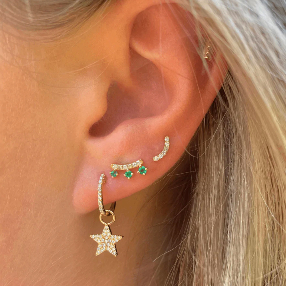 Fashion Geometric Sterling Silver Plating Zircon Ear Studs 1 Pair