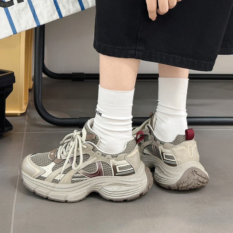 厚底老爹鞋女2025秋季新款网面透气女鞋休闲百搭跑步鞋超轻运动鞋|undefined