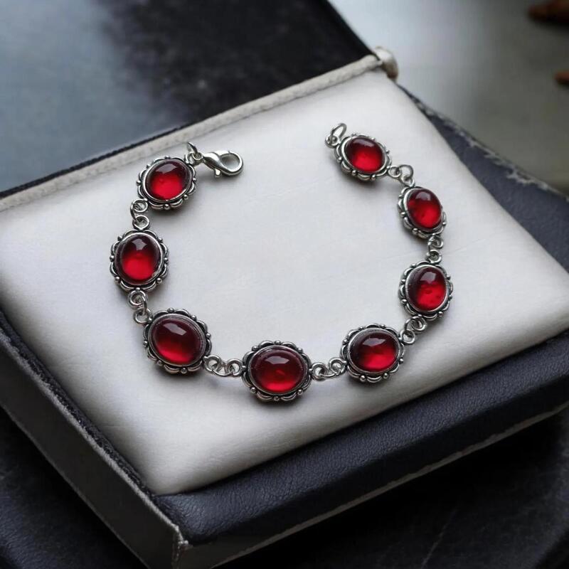 Renaissance Bracelet Blood Moon Bracelet Gothic Jewelry Vampire Aesthetic dark red Glass Bracelet