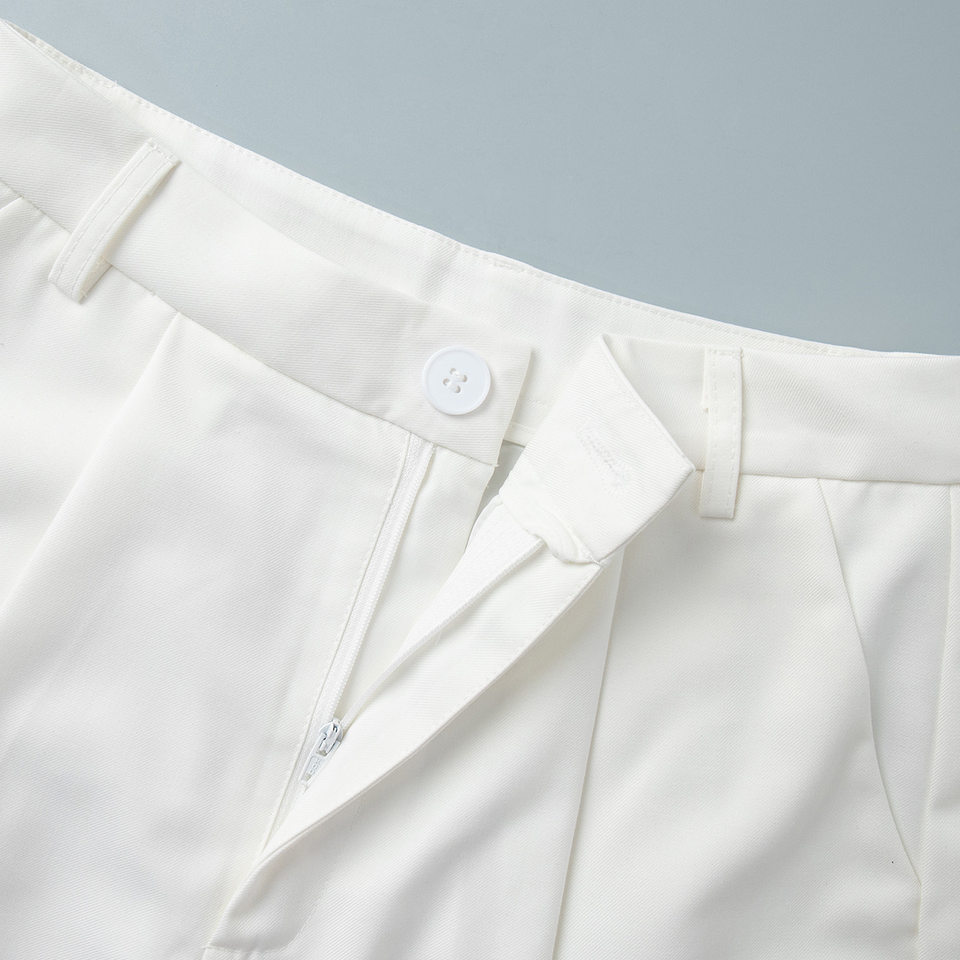 Bộ vest nữ áo gile cổ V cài khuy một hàng kèm quần short ống thẳng — Màu trắng, Màu xám, Màu đen (thêm mới) chi tiết 31