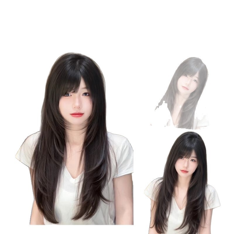 假发女全头套高层次韩女日常Lolita长直发自然仿真黑长直jk假发套|undefined