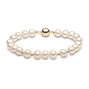 14K Gold Buckle Multi-Specification Pearl Bracelet, Round Natural Freshwater Strong Light, Mother's Day Gift for Mom Pearl Bracelet