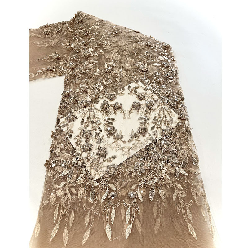 Vestido de boda transfronterizo de encaje tubo de bordado de cuentas esquinilla tridimensional tela de bordado de lace de novia 3D