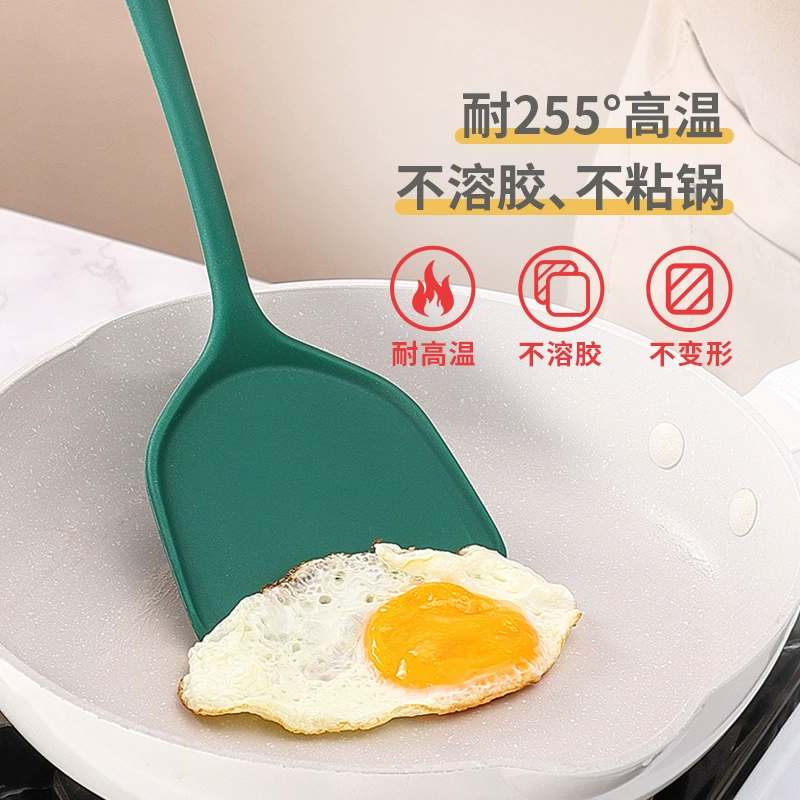 Spoon for home use from natural wood, silicone kitchenware, set