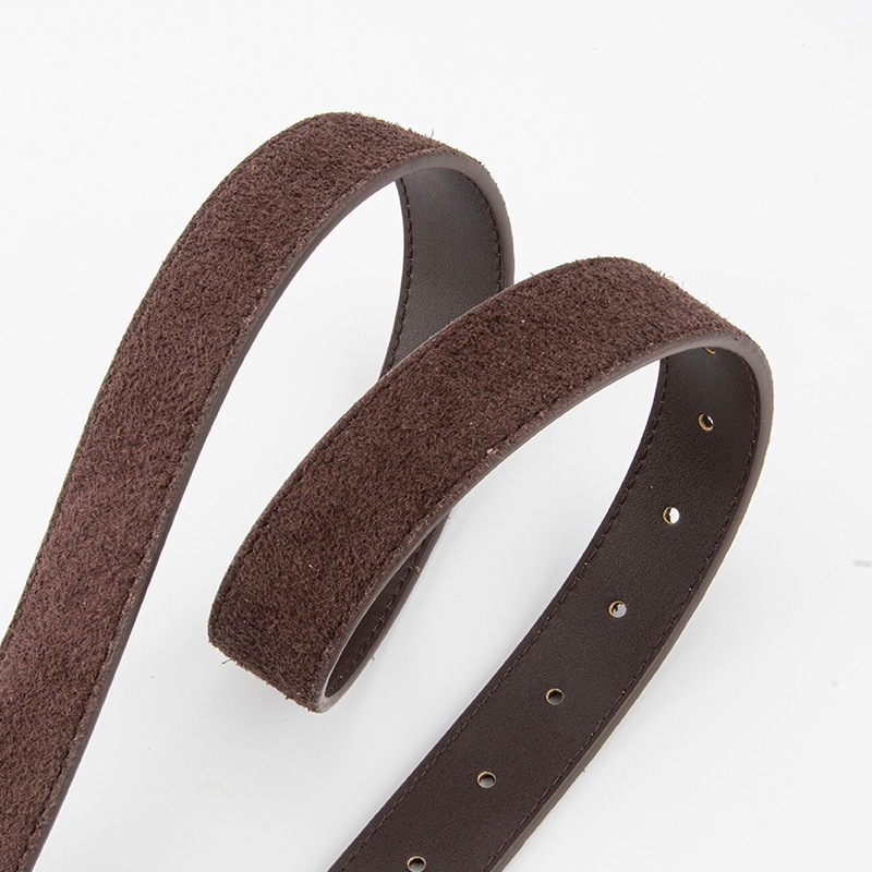 Matte 2.8cm Wide Women's Genuine Leather Belt, Cowhide Suede Trim For Jeans, High-End Pin Buckle British Retro Style - Thumbnail 4