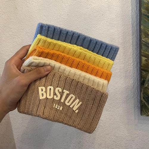 Winter and Autumn Sports Knit Sweatband Alphabet Headband forehead Sweat Absorbent Warm Head Cover Headband for Women Wide Edge Postpartum Head Scarf