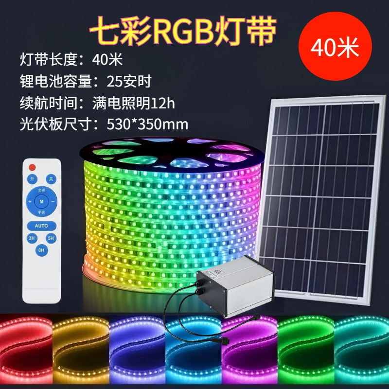亚马逊新款太阳能rgb七彩灯带自动变色游乐场公园篮筐幻彩灯条|undefined