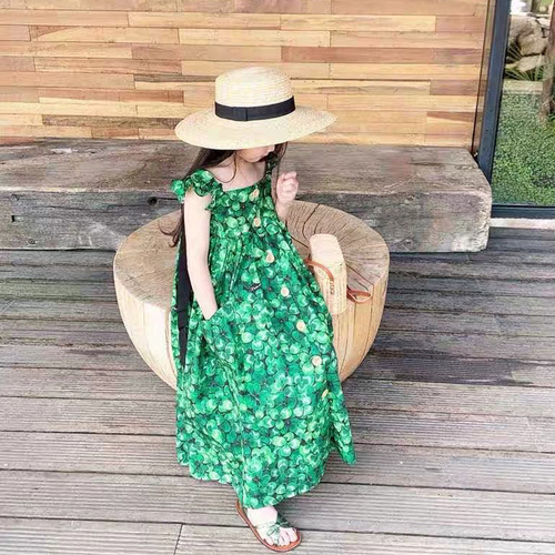 Children's long skirt summer style girls flying sleeve dress children's skirt 3-8 years old children's clothing one piece dropshipping