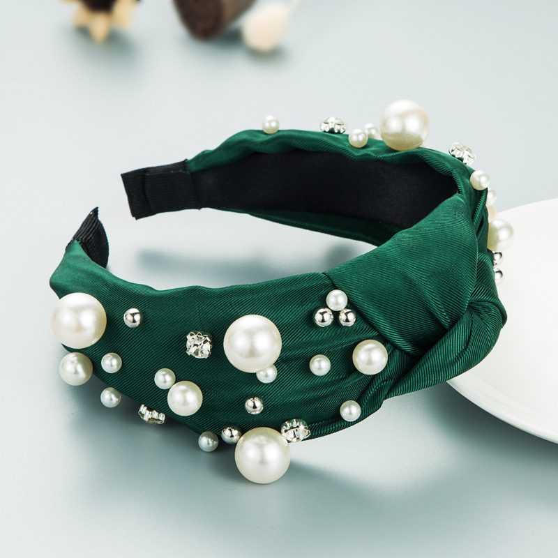 Korean Retro Simple Pearl Knotted Diamonds Headband display picture 5