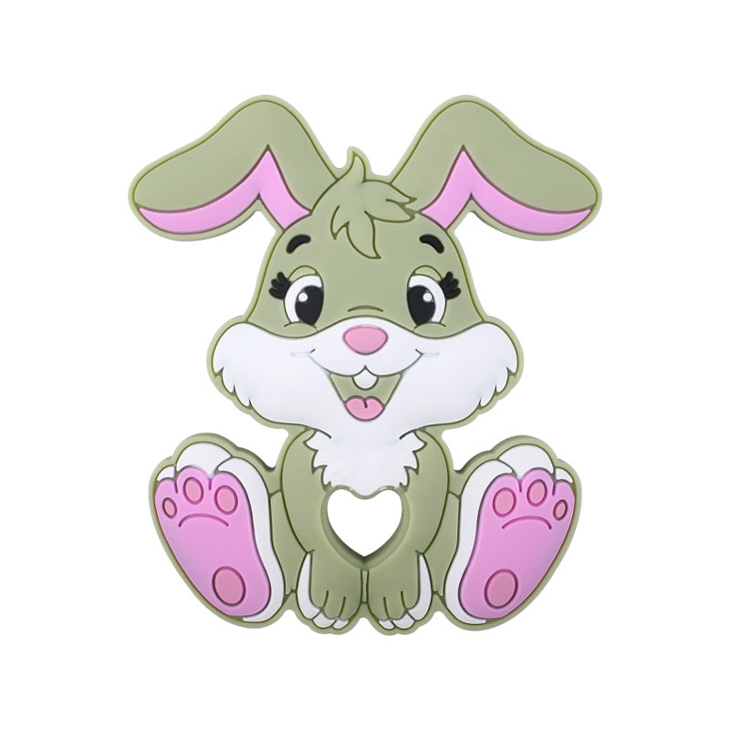 AliExpress nuevo bebé suministros dibujos animados animal silicona conejo teether bebé creativo juguete teether palo