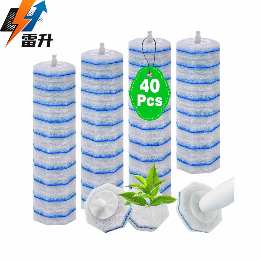 Leisheng 2026 New Wholesale Disposable Toilet Brush Replacement Head Universal Sponge with Base No Dead Angle Set
