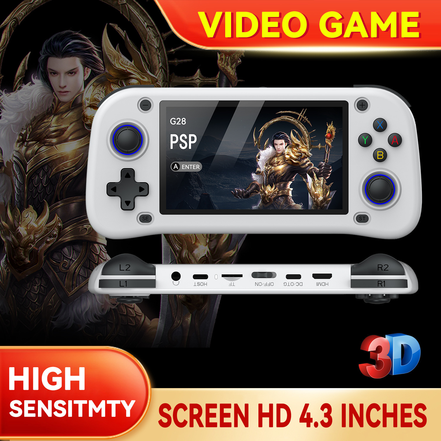 Cross-Border Exclusive G28 Open-Source Handheld Console 4.3inch Hd Ips Portable Mini Retro Psp Gba Arcade Game Console