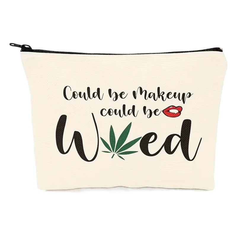 Cross-border Temu Carta Popular decoración Lino impresión a doble cara bolsa de cosméticos bolsa de almacenamiento bolsa de cremallera multifuncional de las mujeres