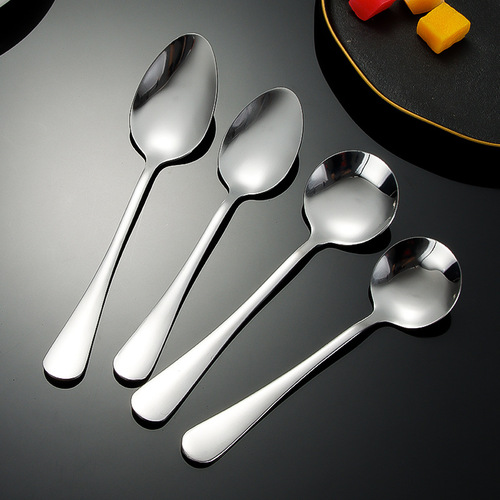 Stainless steel spoon 1010 pointed spoon round spoon Western food spoon tableware household eating spoon stirring coffee spoon wholesale