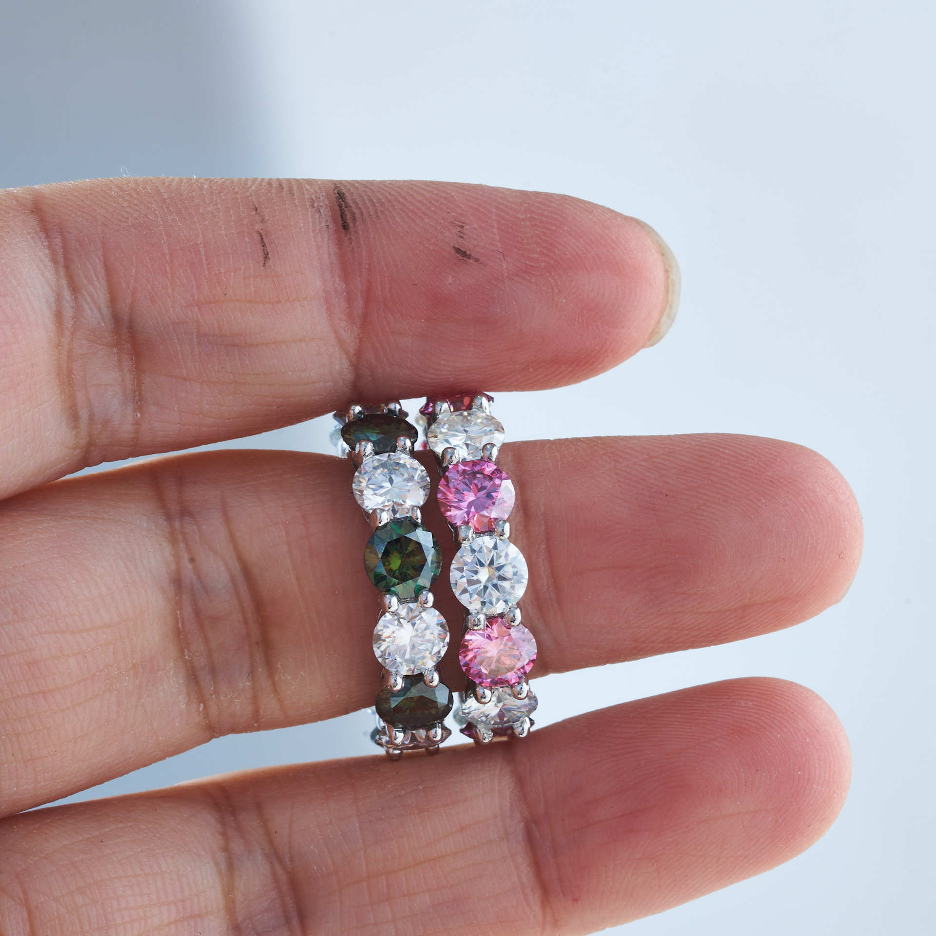 Joyería S925 Moissanite de plata 5mm estilo de moda geométrica retro anillo de fila certificados GRA