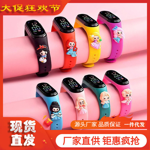 New Anime Character Hand Strap Watch Waterproof Princess LED Electronic Watch for Elementary School Students Cartoon Watch