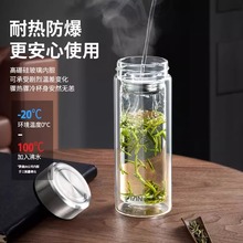 玻璃杯男士茶水分离泡茶杯水杯大容量商务办公杯加厚家用