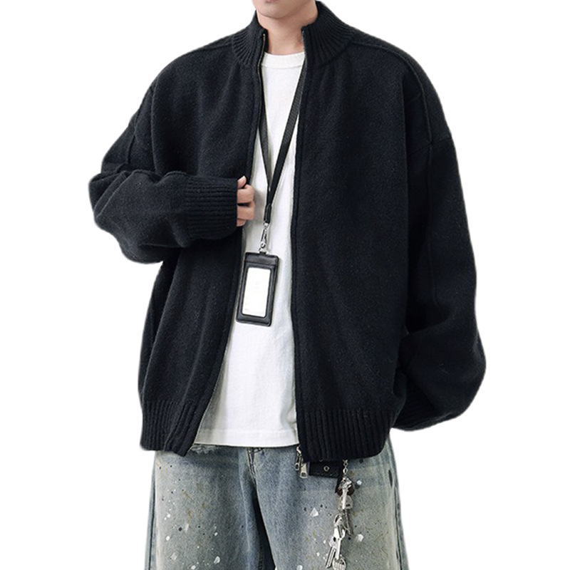 Explosiones transfronterizas de tamaño grande europeo cardigán chaqueta jersey suéter hombre de alta calidad línea textural fábrica al por mayor
