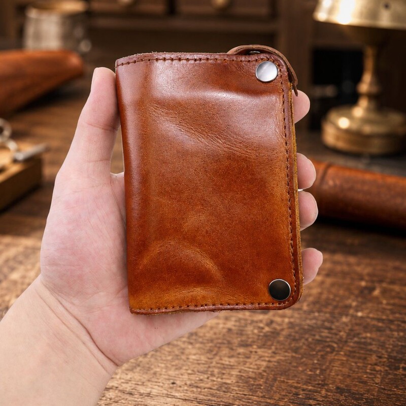 New Style Vegetable-Tanned Leather Wallet for Men, Vintage Distressed Washed Japanese-Style Cowhide Multifunctional Three-In-One Card Holder and Key Pouch New Style Vegetable-Tanned Leather Wallet for Men, Vintage Distressed Washed Japanese-Style Cowhide Multifunctional Three-In-One Card Holder and Key Pouch